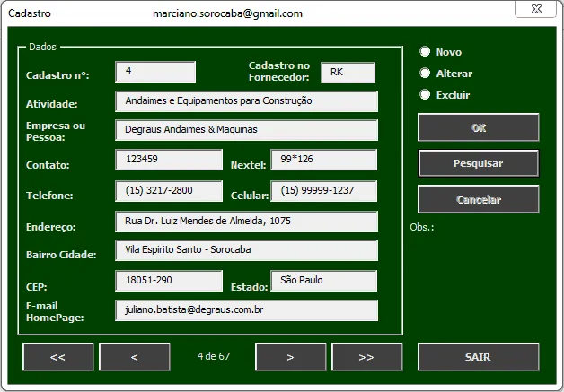 Planilha de fornecedores Excel