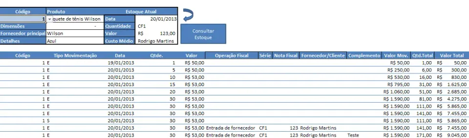 Consulta a produto planilha de controle de estoque excel grátis