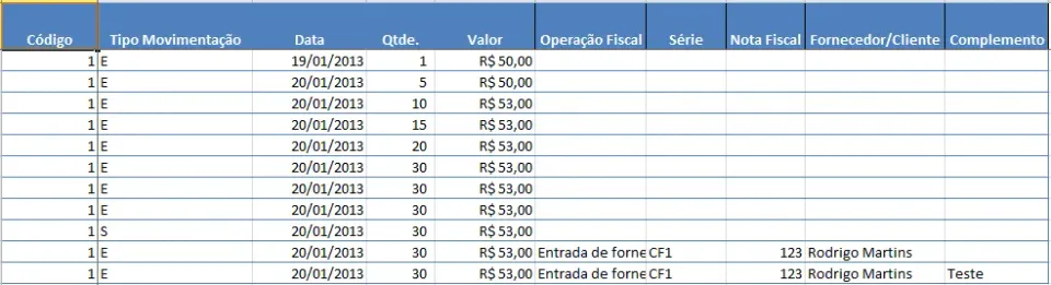 Registro de inventário - planilha de controle de estoque excel grátis