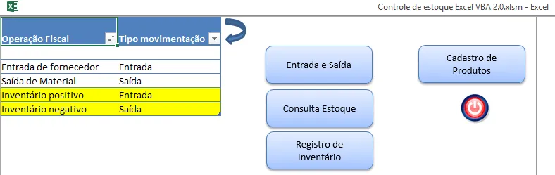 Controle de estoque Excel VBA 2.0 - Cadastros gerais