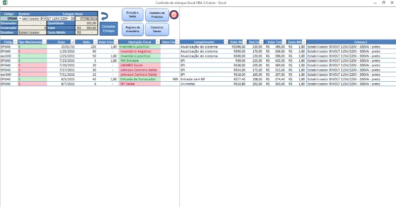 Controle de estoque Excel VBA 2.0 - Consulta de inventário