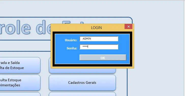 Controle de estoque Excel VBA 2.0 - Login