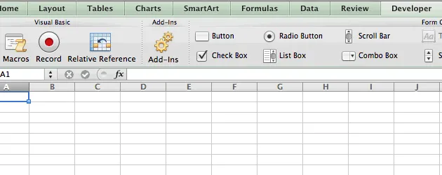 Habilitar guia Desenvolvedor no Excel 2011 para Mac - Editor visual basic VBA