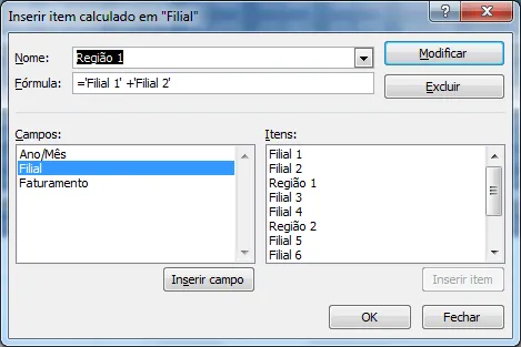 Item calculado em tabela dinâmica 5