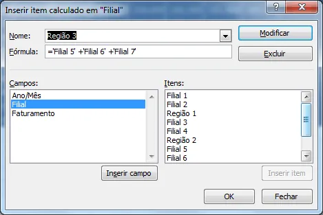 Item calculado em tabela dinâmica 7