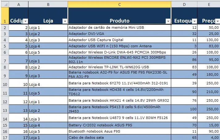 Lista de dados