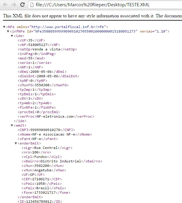Planilha NF-e XML 1