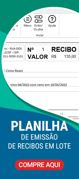 Planilha de Recibos Excel em Lote