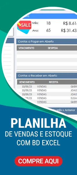 Planilha de Vendas e Estoque Excel com BD