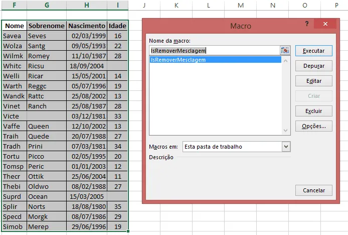 Remover mesclagem de células com VBA Excel
