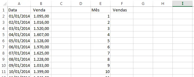 Somar por mês Excel 2