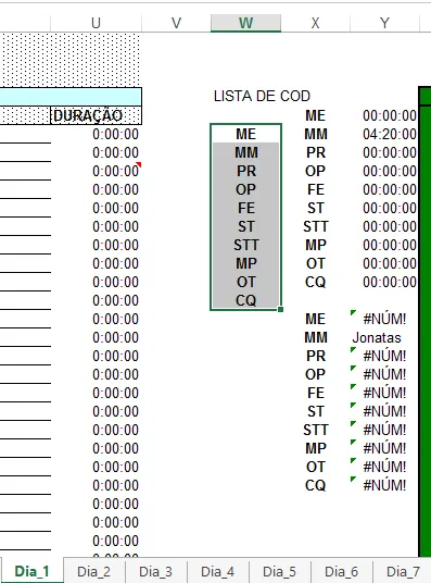 Excel Planilha de paradas de linha de produção 1