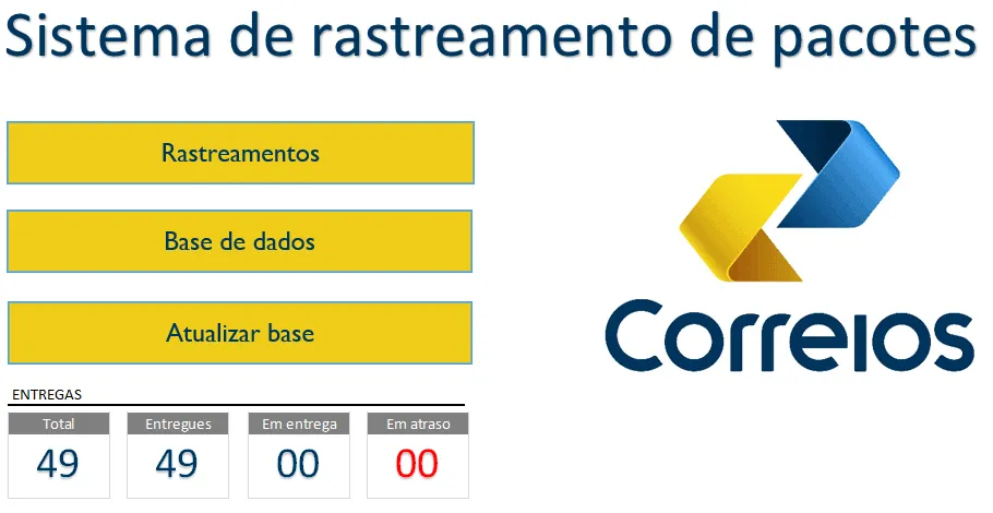 Planilha de rastreamento Correios