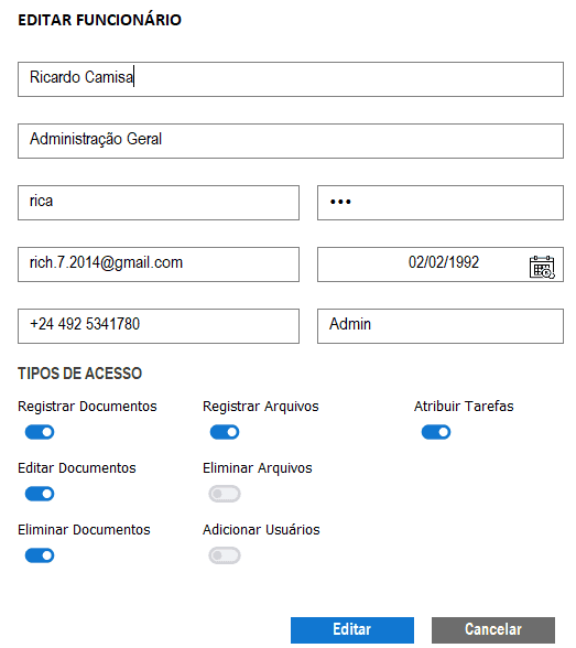 Sistema de gestão de documentos excel 9