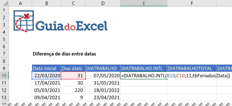 Dias Teis E Feriados No Excel Guia Do Excel