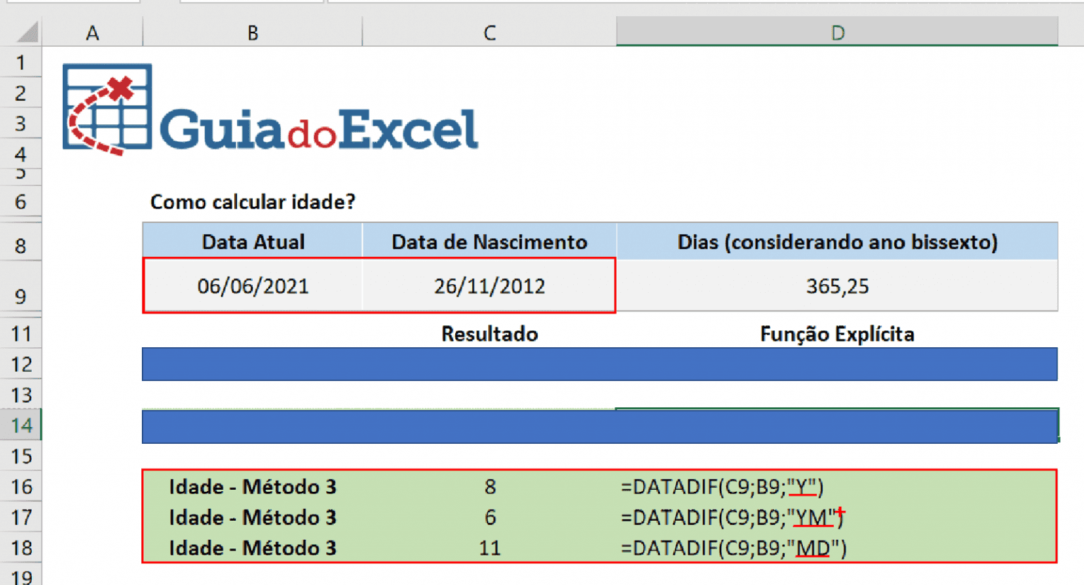 Como Calcular Idade No Excel Guia Do Excel