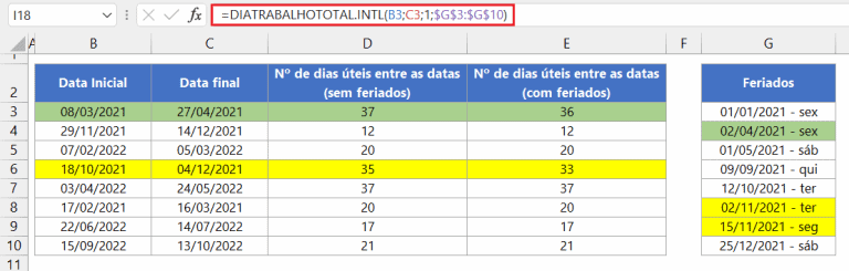 Como calcular dias úteis entre datas no Excel Guia do Excel