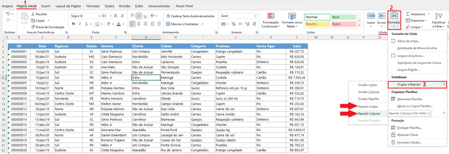 Como Reexibir Linhas E Colunas No Excel Guia Do Excel 1447