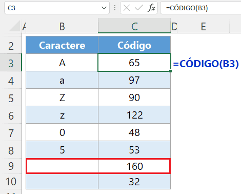 espaço no excel 3