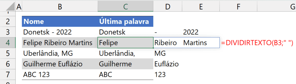 primeira palavra excel 4