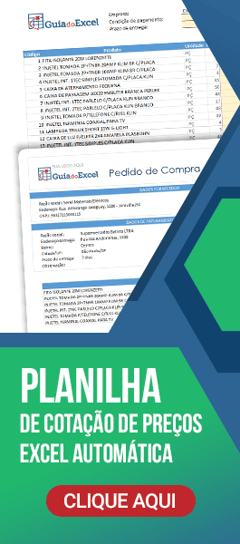 Planilha de cotação de preços Excel automática