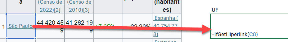 Extrair Hiperlinks de células