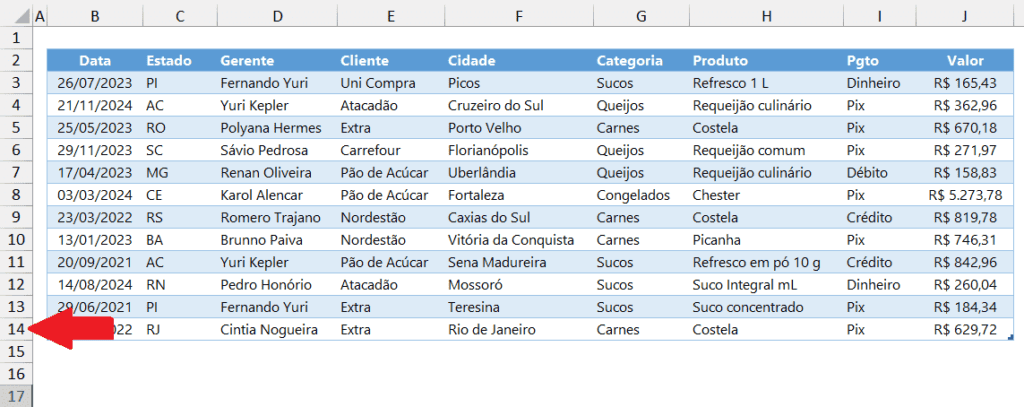 expandir redimensionar tabelas no Excel