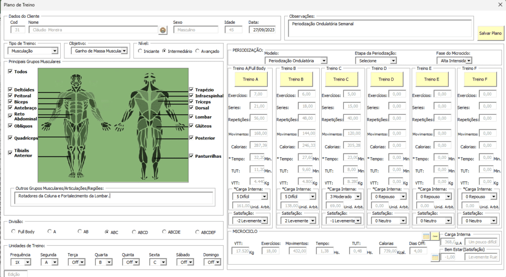 plano de treino personal trainer