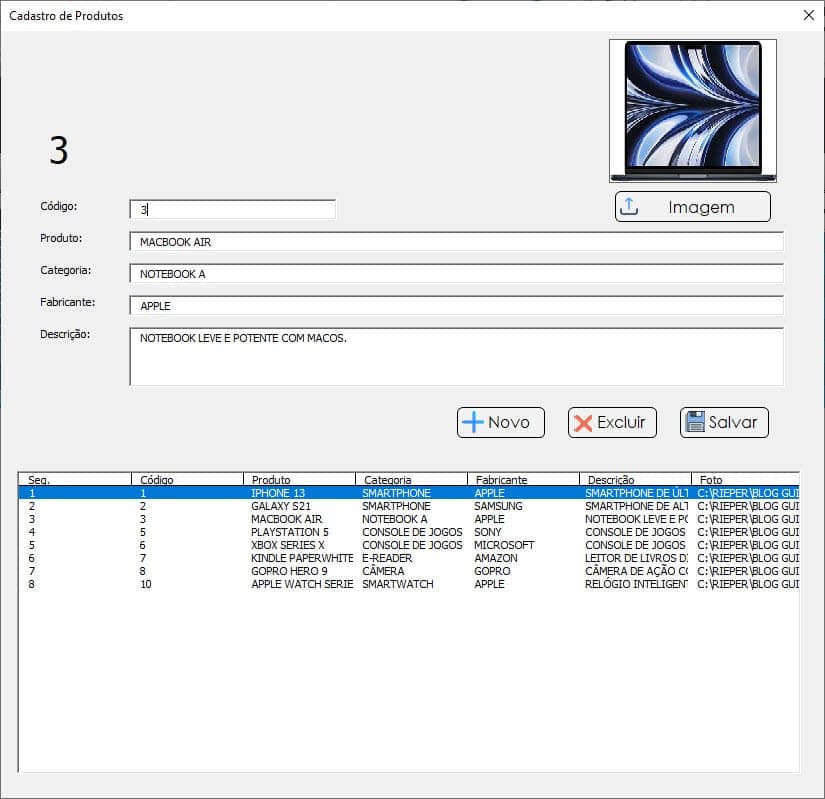 formulario de cadastro vba excel