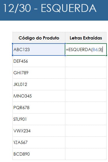 Esquerda Excel 1