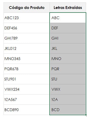 Esquerda Excel 2