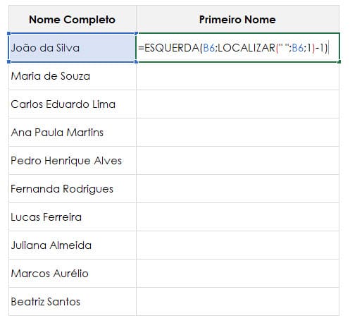 Esquerda Excel 3