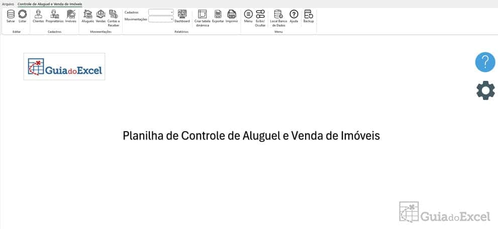 Planilha de Controle de Aluguel e Venda de Imóveis Excel 1