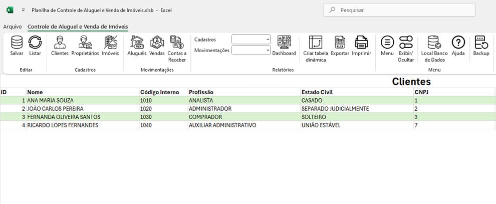 Planilha de Controle de Aluguel e Venda de Imóveis Excel 2