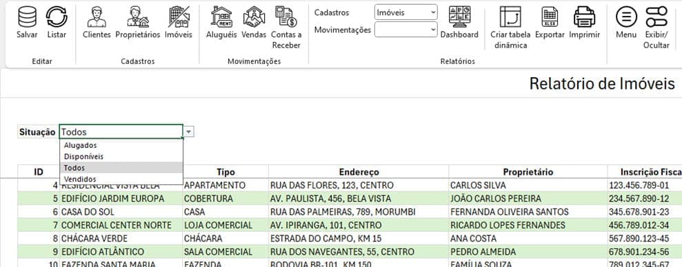 Planilha de Controle de Aluguel e Venda de Imóveis Excel 6