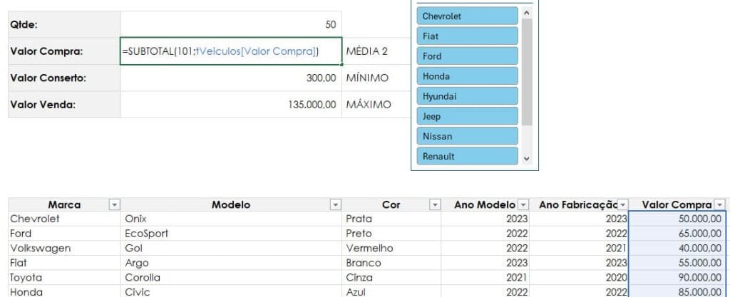 subtotal excel 1