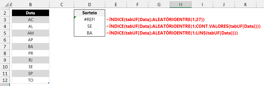 Sorteio Usando Fórmulas no Excel 4