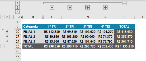 como usar subtotal agrupar tabela dinâmica  7