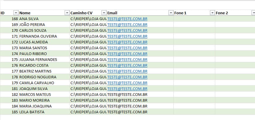 Planilha de Recrutamento e Seleção Excel 3