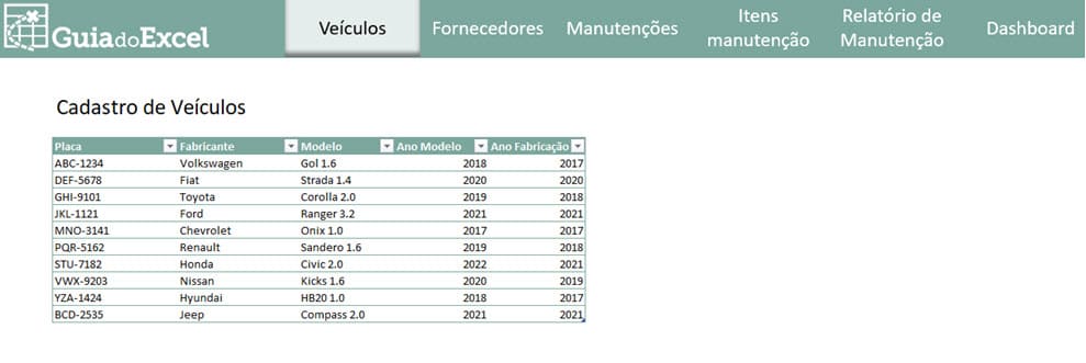 planilha de manutenção de carros 1